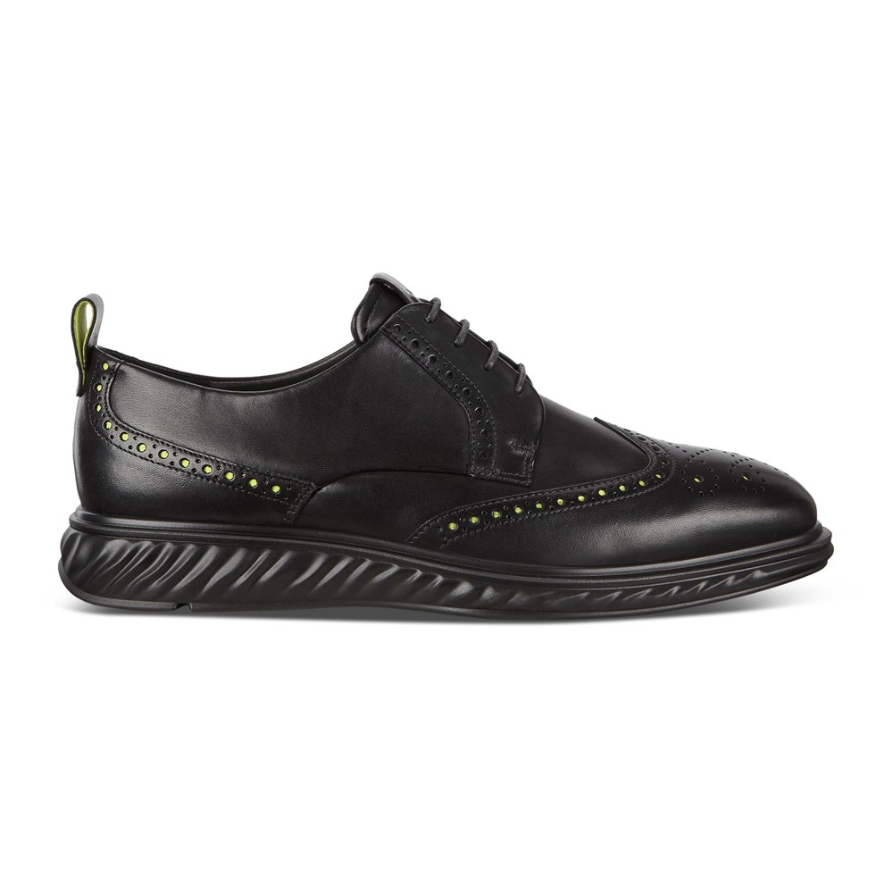 ECCO Mens Brogue Shoes Black - St.1 Hybrid Lite Wingtip - PXC-597326